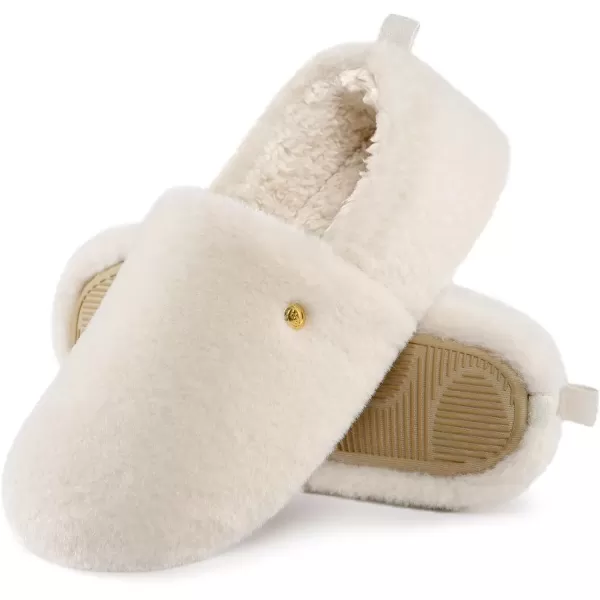 imageEverFoams Womens Closedback Slippers Fuzzy Faux Wool Soft Lightweight Nonslip House ShoesMilky White