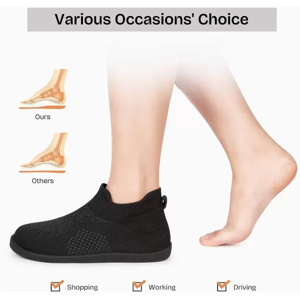 imageEverFoams Womens Comfy Sock Weaving Style Loafer Slipper with Ultra Soft Rubber Sole Anti Slip Indoor and Oudoor House ShoesBlack