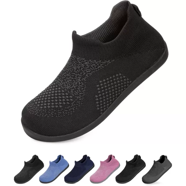 imageEverFoams Womens Comfy Sock Weaving Style Loafer Slipper with Ultra Soft Rubber Sole Anti Slip Indoor and Oudoor House ShoesBlack