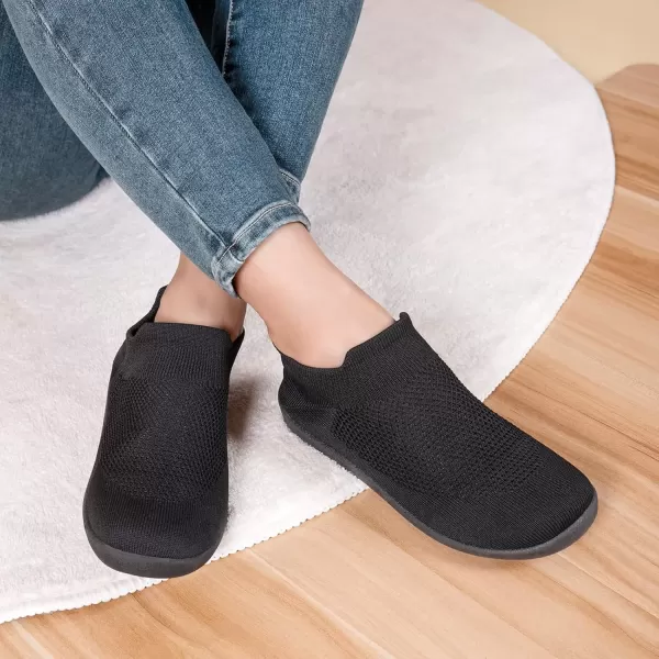 imageEverFoams Womens Comfy Sock Weaving Style Loafer Slipper with Ultra Soft Rubber Sole Anti Slip Indoor and Oudoor House ShoesCarbon Black