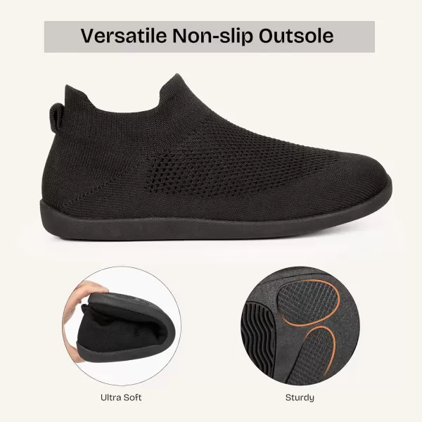 imageEverFoams Womens Comfy Sock Weaving Style Loafer Slipper with Ultra Soft Rubber Sole Anti Slip Indoor and Oudoor House ShoesCarbon Black