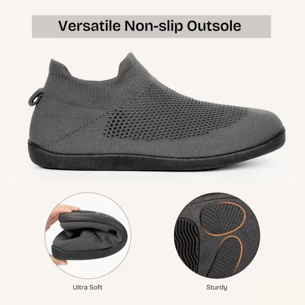 imageEverFoams Womens Comfy Sock Weaving Style Loafer Slipper with Ultra Soft Rubber Sole Anti Slip Indoor and Oudoor House ShoesDark Gull Gray
