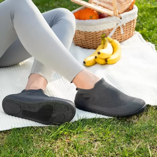 imageEverFoams Womens Comfy Sock Weaving Style Loafer Slipper with Ultra Soft Rubber Sole Anti Slip Indoor and Oudoor House ShoesDark Gull Gray
