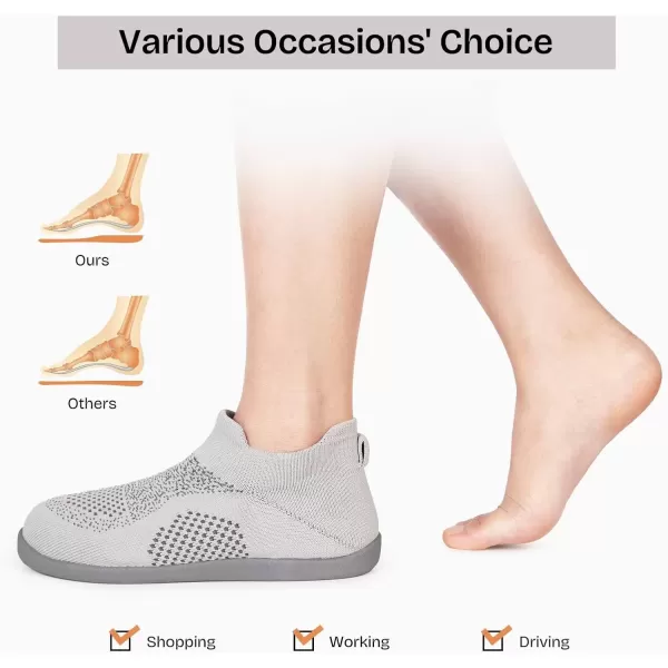 imageEverFoams Womens Comfy Sock Weaving Style Loafer Slipper with Ultra Soft Rubber Sole Anti Slip Indoor and Oudoor House ShoesGrey