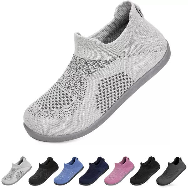 imageEverFoams Womens Comfy Sock Weaving Style Loafer Slipper with Ultra Soft Rubber Sole Anti Slip Indoor and Oudoor House ShoesGrey
