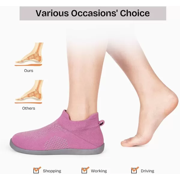 imageEverFoams Womens Comfy Sock Weaving Style Loafer Slipper with Ultra Soft Rubber Sole Anti Slip Indoor and Oudoor House ShoesPlum Rose
