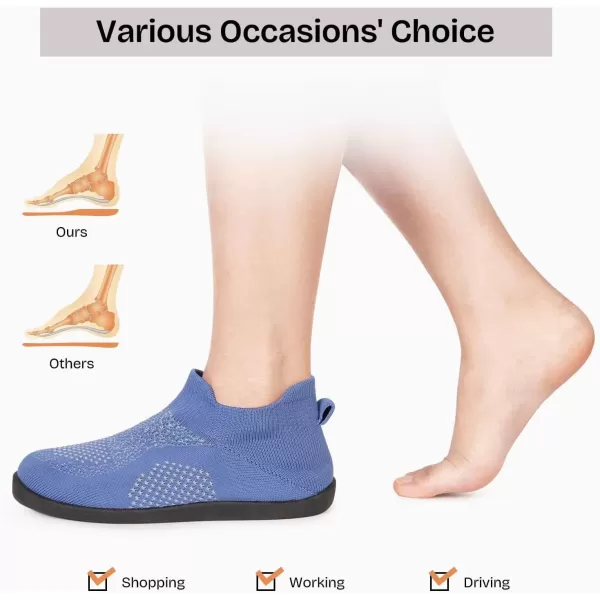 imageEverFoams Womens Comfy Sock Weaving Style Loafer Slipper with Ultra Soft Rubber Sole Anti Slip Indoor and Oudoor House ShoesViolet Blue
