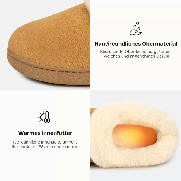 imageEverFoams Womens Faux Fur Bootie Slippers Ladies House Shoes with Bedroom Memory Foam and Indoor Outdoor Rubber SoleCamel Brown