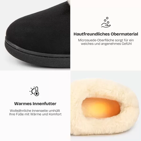 imageEverFoams Womens Faux Fur Bootie Slippers Ladies House Shoes with Bedroom Memory Foam and Indoor Outdoor Rubber SoleCharcoal Black