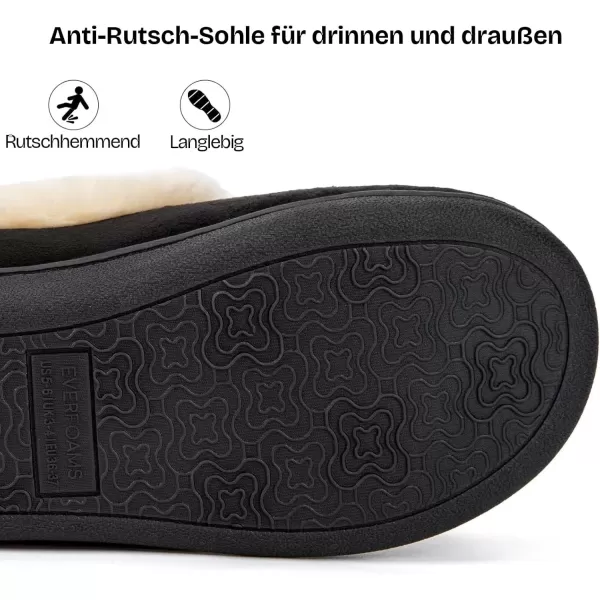 imageEverFoams Womens Faux Fur Bootie Slippers Ladies House Shoes with Bedroom Memory Foam and Indoor Outdoor Rubber SoleCharcoal Black