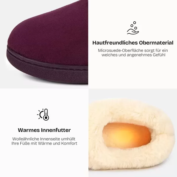 imageEverFoams Womens Faux Fur Bootie Slippers Ladies House Shoes with Bedroom Memory Foam and Indoor Outdoor Rubber SoleDark Aubergine