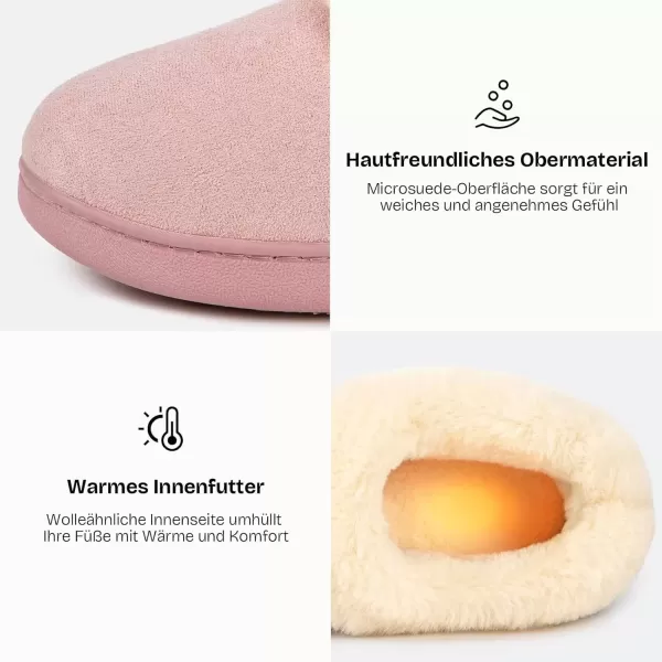 imageEverFoams Womens Faux Fur Bootie Slippers Ladies House Shoes with Bedroom Memory Foam and Indoor Outdoor Rubber SoleDusty Pink