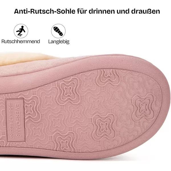 imageEverFoams Womens Faux Fur Bootie Slippers Ladies House Shoes with Bedroom Memory Foam and Indoor Outdoor Rubber SoleDusty Pink