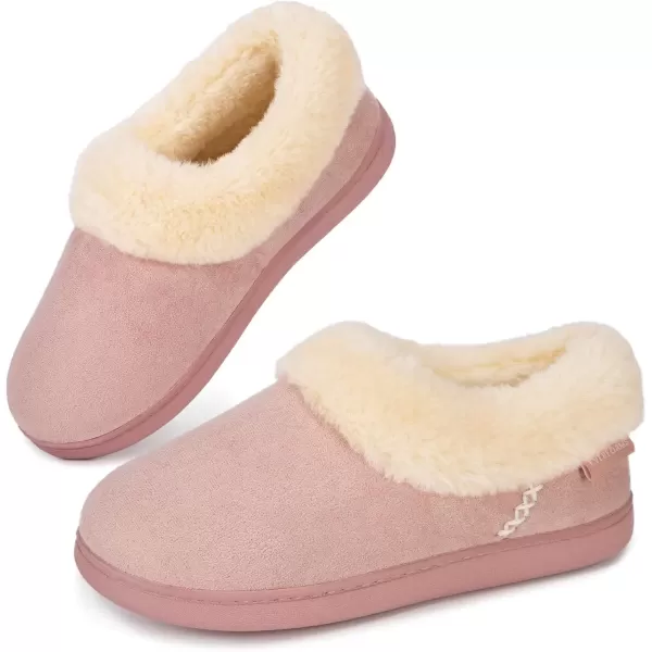 imageEverFoams Womens Faux Fur Bootie Slippers Ladies House Shoes with Bedroom Memory Foam and Indoor Outdoor Rubber SoleDusty Pink