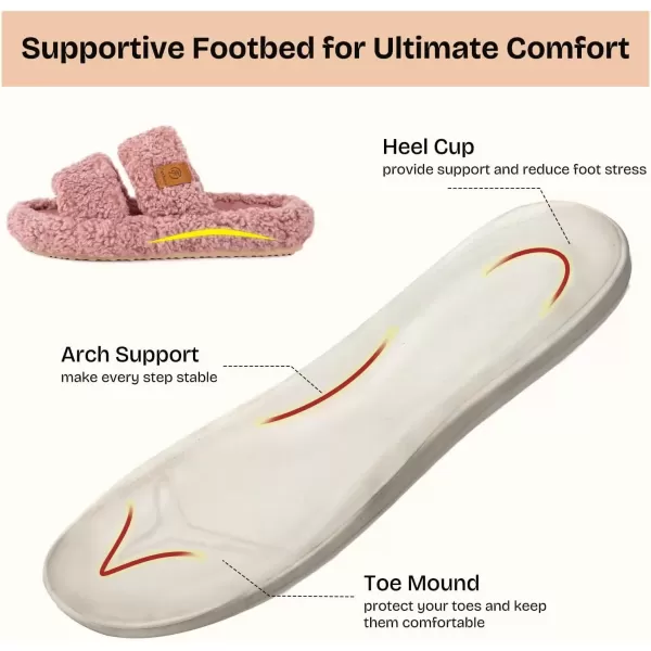 imageEverFoams Womens Fuzzy Opentoe Slippers Soft Comfy Memory Foam Indoor House ShoesDusty Rose