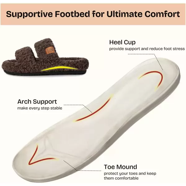 imageEverFoams Womens Fuzzy Opentoe Slippers Soft Comfy Memory Foam Indoor House ShoesElegant Mocha