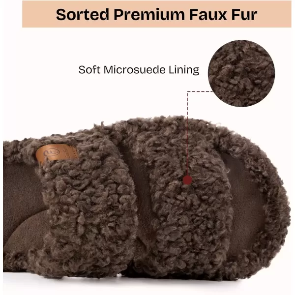 imageEverFoams Womens Fuzzy Opentoe Slippers Soft Comfy Memory Foam Indoor House ShoesElegant Mocha