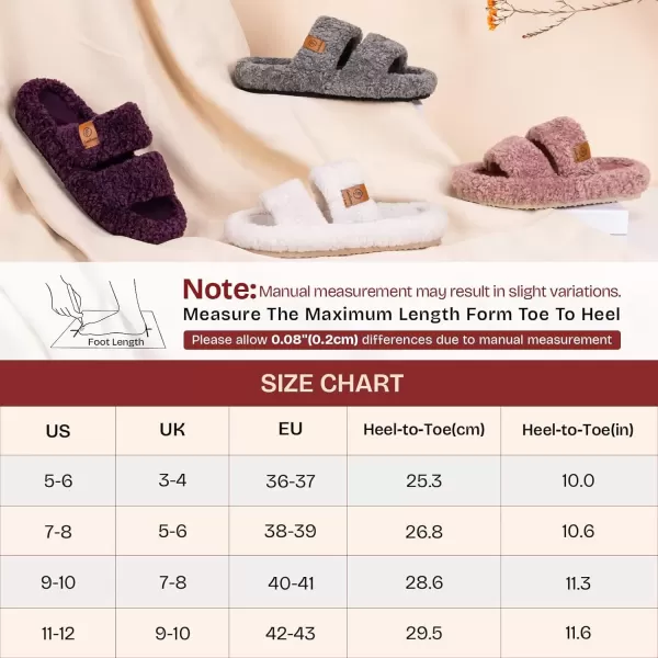 imageEverFoams Womens Fuzzy Opentoe Slippers Soft Comfy Memory Foam Indoor House ShoesElegant Mocha