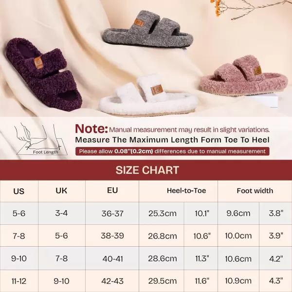 imageEverFoams Womens Fuzzy Opentoe Slippers Soft Comfy Memory Foam Indoor House ShoesPlum Violet