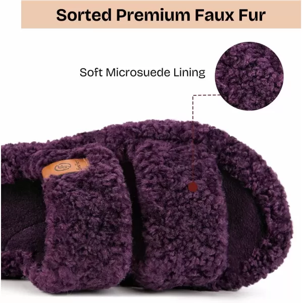 imageEverFoams Womens Fuzzy Opentoe Slippers Soft Comfy Memory Foam Indoor House ShoesPlum Violet