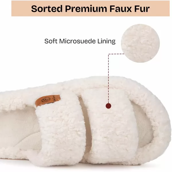 imageEverFoams Womens Fuzzy Opentoe Slippers Soft Comfy Memory Foam Indoor House ShoesVanilla Ice