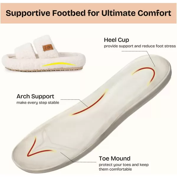 imageEverFoams Womens Fuzzy Opentoe Slippers Soft Comfy Memory Foam Indoor House ShoesVanilla Ice