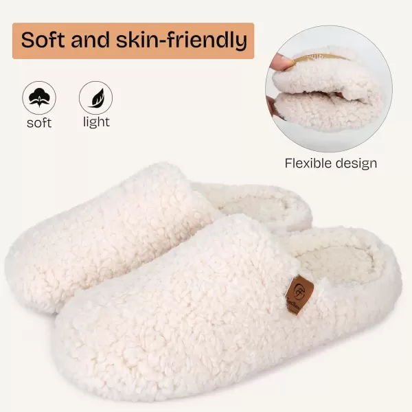 imageEverFoams Womens Fuzzy Slipon Slippers Soft Comfy Memory Foam Indoor House ShoesBeige