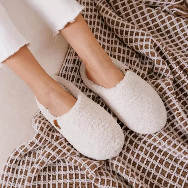 imageEverFoams Womens Fuzzy Slipon Slippers Soft Comfy Memory Foam Indoor House ShoesBeige