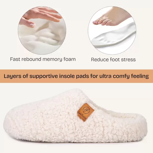 imageEverFoams Womens Fuzzy Slipon Slippers Soft Comfy Memory Foam Indoor House ShoesBeige