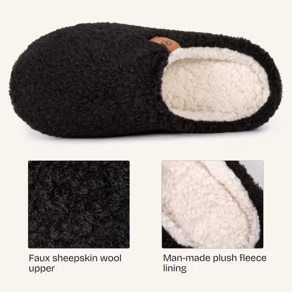 imageEverFoams Womens Fuzzy Slipon Slippers Soft Comfy Memory Foam Indoor House ShoesBlack