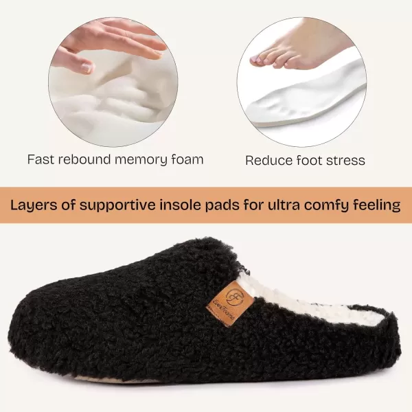imageEverFoams Womens Fuzzy Slipon Slippers Soft Comfy Memory Foam Indoor House ShoesBlack