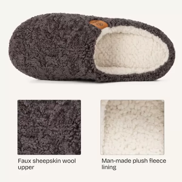 imageEverFoams Womens Fuzzy Slipon Slippers Soft Comfy Memory Foam Indoor House ShoesDark Grey