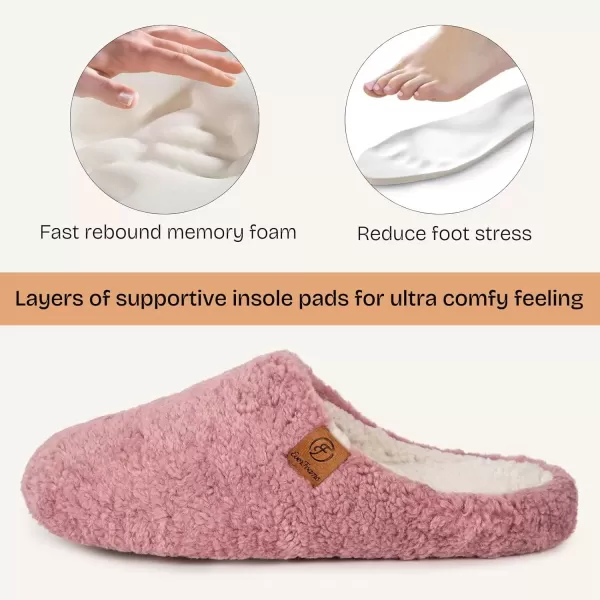imageEverFoams Womens Fuzzy Slipon Slippers Soft Comfy Memory Foam Indoor House ShoesDusky Pink