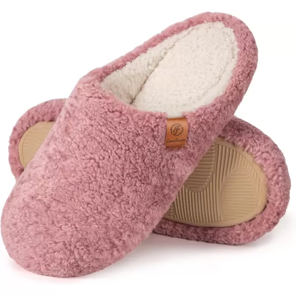 imageEverFoams Womens Fuzzy Slipon Slippers Soft Comfy Memory Foam Indoor House ShoesDusky Pink