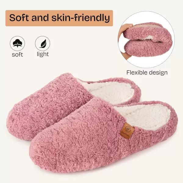 imageEverFoams Womens Fuzzy Slipon Slippers Soft Comfy Memory Foam Indoor House ShoesDusky Pink