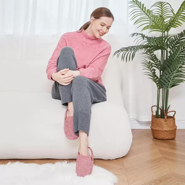 imageEverFoams Womens Fuzzy Slipon Slippers Soft Comfy Memory Foam Indoor House ShoesDusky Pink