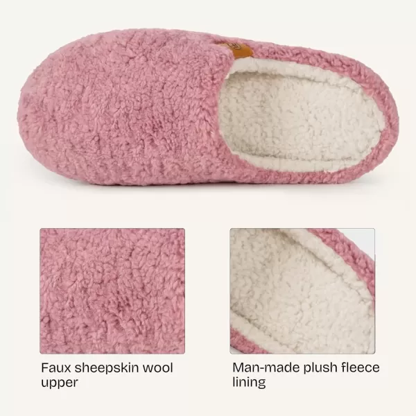 imageEverFoams Womens Fuzzy Slipon Slippers Soft Comfy Memory Foam Indoor House ShoesDusky Pink