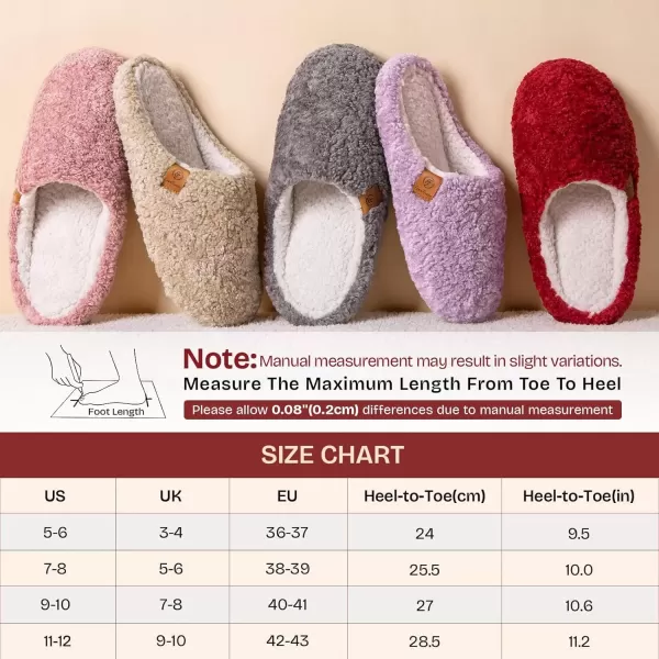 imageEverFoams Womens Fuzzy Slipon Slippers Soft Comfy Memory Foam Indoor House ShoesGrey