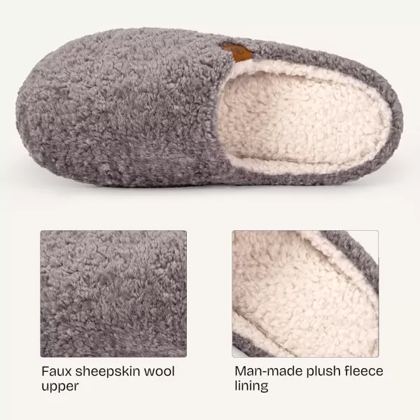imageEverFoams Womens Fuzzy Slipon Slippers Soft Comfy Memory Foam Indoor House ShoesGrey