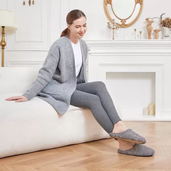 imageEverFoams Womens Fuzzy Slipon Slippers Soft Comfy Memory Foam Indoor House ShoesGrey