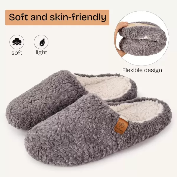 imageEverFoams Womens Fuzzy Slipon Slippers Soft Comfy Memory Foam Indoor House ShoesGrey