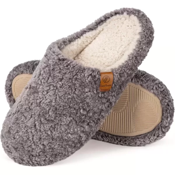 imageEverFoams Womens Fuzzy Slipon Slippers Soft Comfy Memory Foam Indoor House ShoesGrey