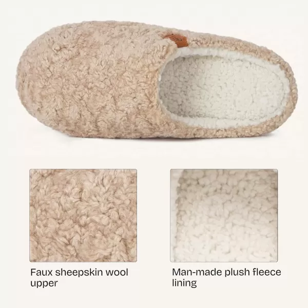 imageEverFoams Womens Fuzzy Slipon Slippers Soft Comfy Memory Foam Indoor House ShoesKhaki