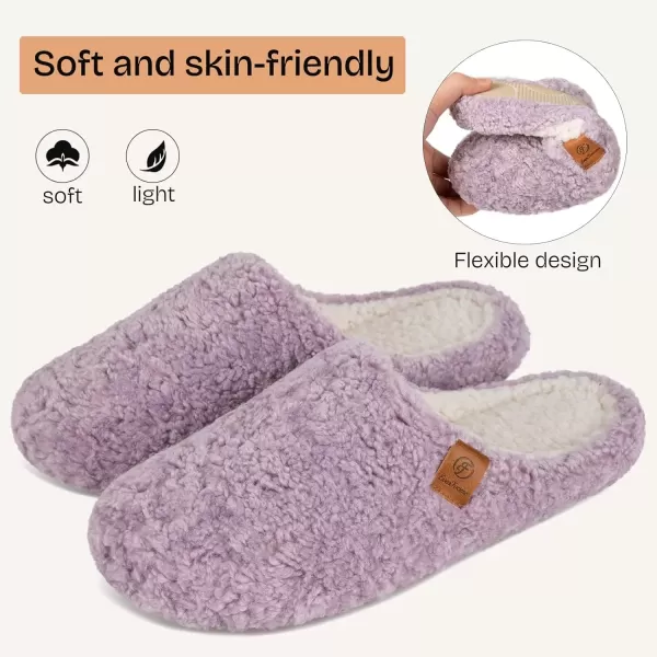 imageEverFoams Womens Fuzzy Slipon Slippers Soft Comfy Memory Foam Indoor House ShoesPurple