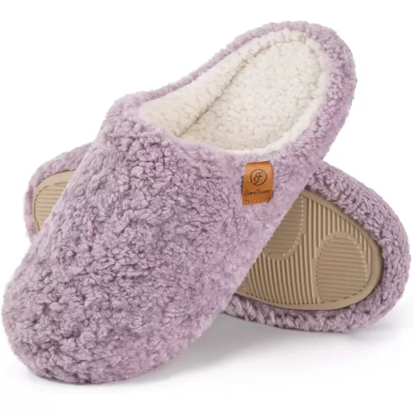 imageEverFoams Womens Fuzzy Slipon Slippers Soft Comfy Memory Foam Indoor House ShoesPurple
