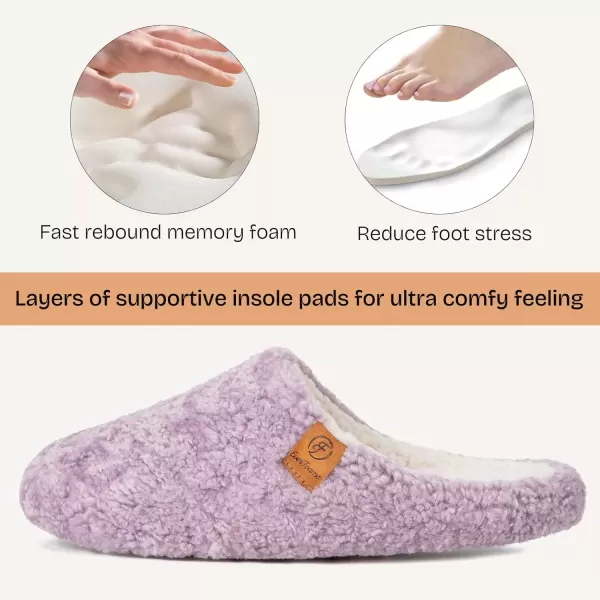 imageEverFoams Womens Fuzzy Slipon Slippers Soft Comfy Memory Foam Indoor House ShoesPurple