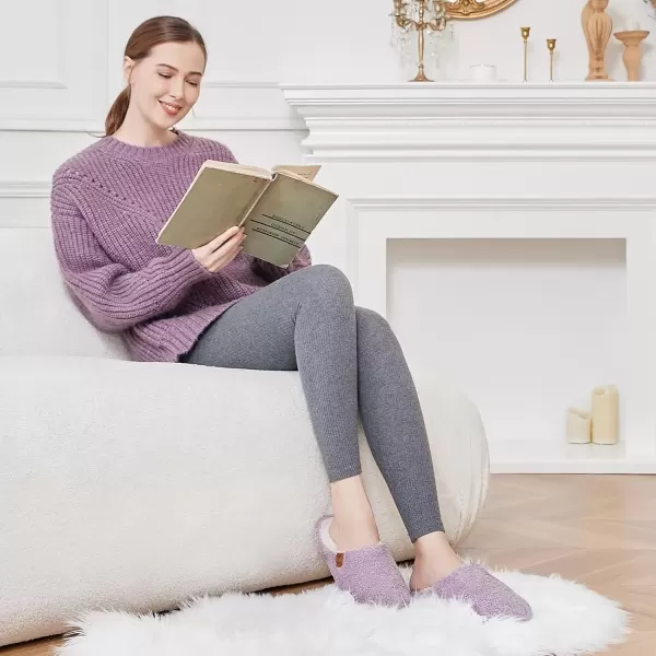imageEverFoams Womens Fuzzy Slipon Slippers Soft Comfy Memory Foam Indoor House ShoesPurple