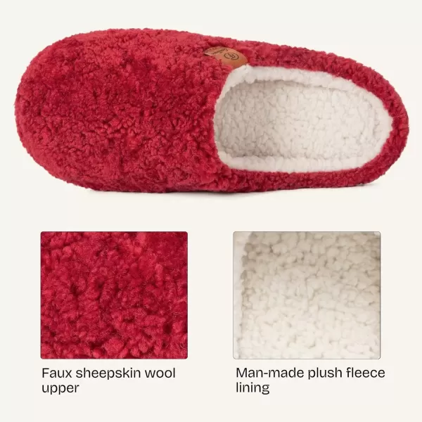 imageEverFoams Womens Fuzzy Slipon Slippers Soft Comfy Memory Foam Indoor House ShoesWine Red