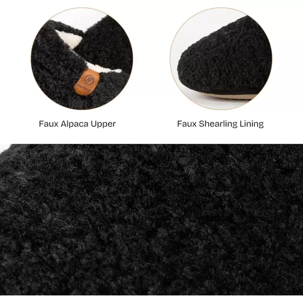 imageEverFoams Womens Fuzzy Slipon Slippers Warm Cozy Soft Lightweight Memory Foam Indoor House ShoesCarbon Black