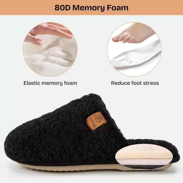 imageEverFoams Womens Fuzzy Slipon Slippers Warm Cozy Soft Lightweight Memory Foam Indoor House ShoesCarbon Black